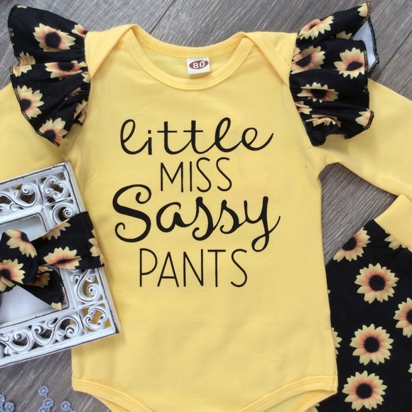 Boutique Baby Girls SASSY PANTS 3pc Outfit - Picture 2 of 4